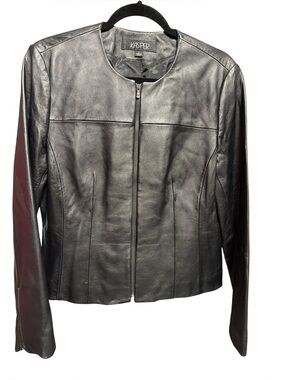Kasper Black Leather Zip Jacket with Clean Lines
